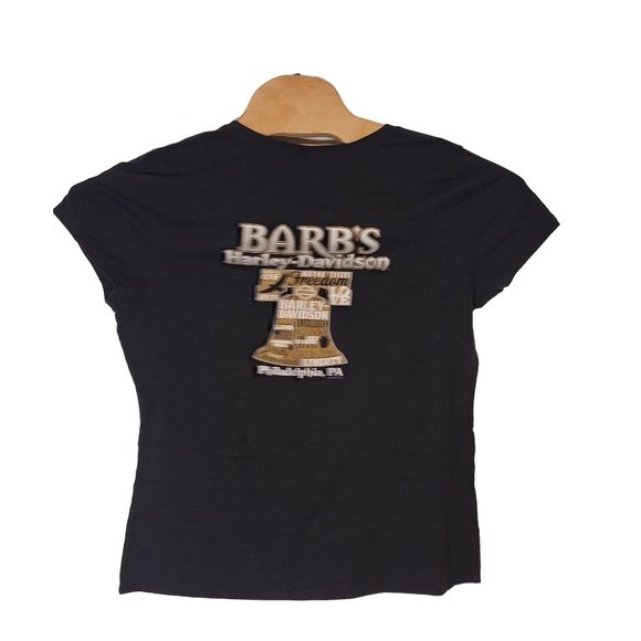 Harley Davidson Women's T-Shirt Black Philadelphia PA‎ Size Large on Hanes Tag - Picture 1 of 7